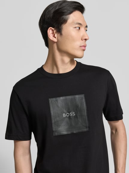 BOSS Green Regular Fit T-Shirt mit Logo Print Black 3