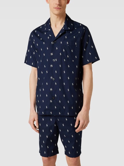 Polo Ralph Lauren Underwear Pyjama met all-over logomotief, model 'WOVEN' Marineblauw - 1