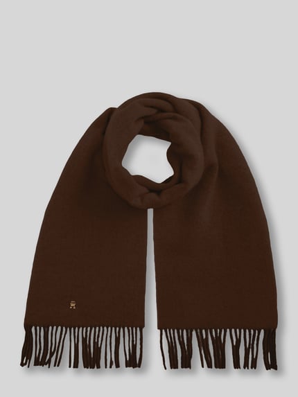 Tommy Hilfiger Schal aus reiner Wolle Modell 'ELEVATED CHIC' Dunkelbraun 1
