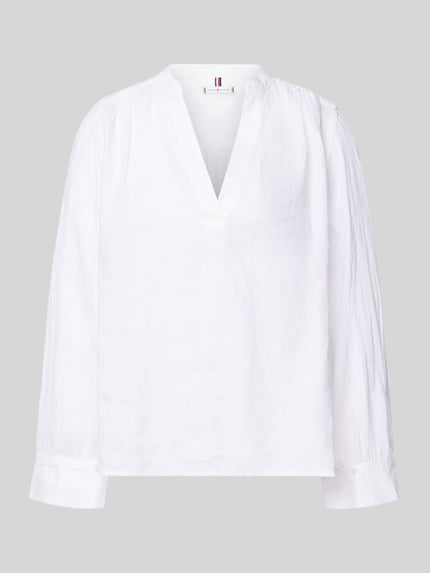 Tommy Hilfiger Bluzka lniana w kroju relaxed fit z czystego lnu Biały 2
