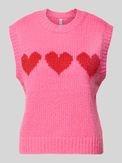PIECES Regular Fit Pullunder aus grobem Strick Modell 'JOVE' Pink Melange 2