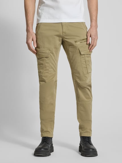 PME Legend tapered fit cargobroek met labelstitching Olijfgroen - 4