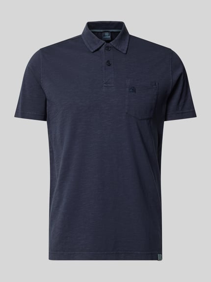 Produktfoto, Regular Fit Poloshirt mit Brusttasche von Lerros in Dunkelblau aus Reine Baumwolle, Polokragen, kurze Knopfleiste, Logo-Stitching