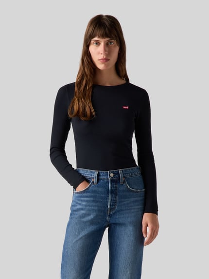 Levi's® Slim Fit Langarmshirt aus Baumwoll-Mix mit Logo-Stitching Black 2