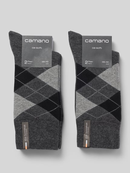 Produktfoto, Socken aus Baumwoll-Mix mit Logo-Stitching im 4er-Pack von camano, Heren sokken van katoenmix, set van 4, gestikt logo, elastische band