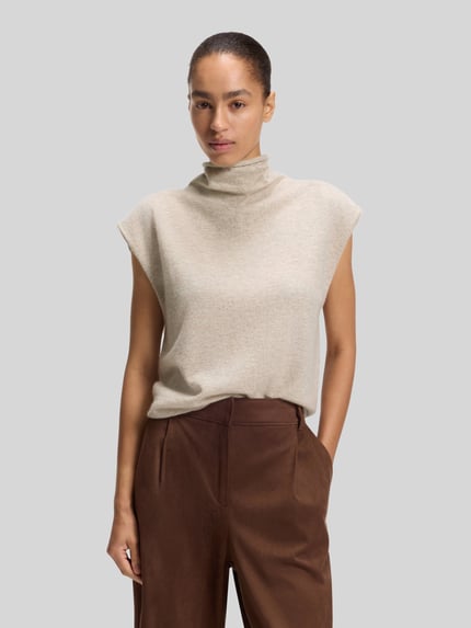 BOSS Orange Pullover aus Kaschmir Wolle mit Rollkragen Sand Melange 4