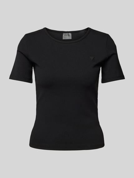GUESS Activewear T-shirt met geribde ronde hals, model 'STEFFI' Zwart - 2