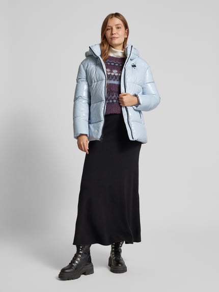 Blauer USA Steppjacke mit Label-Detail Hellblau 1