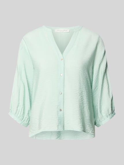 Produktfoto, Regular Fit Bluse aus viscosemix mit V-hals en 3/4-mouw van Christian Berg Woman, dames blouse, mintgroen, gladde textuur