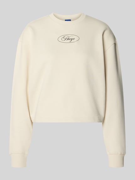 Produktfoto, cremefarbenes Damen Sweatshirt DAMASWEE_B_1 von Hugo Blue, glatte Oberfläche, dezentes Logo vorn