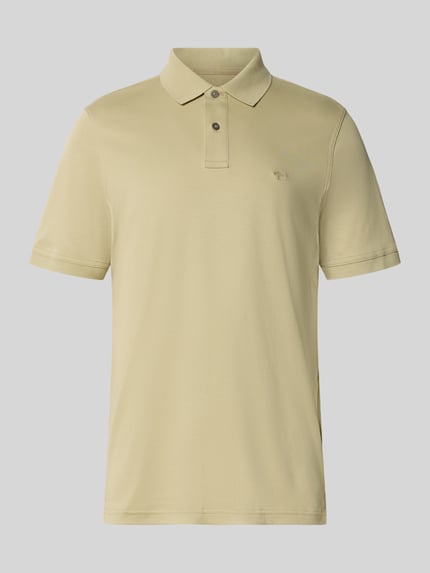Produktfoto, Regular Fit Poloshirt mit Logo-Stitching von Fynch-Hatton in Beige, reine Baumwolle, kurze Knopfleiste, glatte Textur