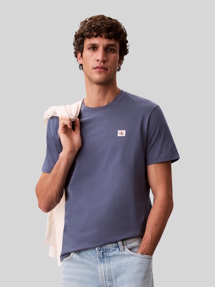 Calvin Klein Jeans męski t-shirt o kroju regular fit z czystej bawełny Jeansowy niebieski 4