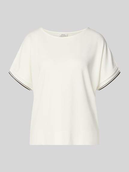 Productfoto, T-shirt uit viscosemix met ronde hals, relaxed fit en contraststrepen, model 'Giprep' van OPUS, dames T-shirt