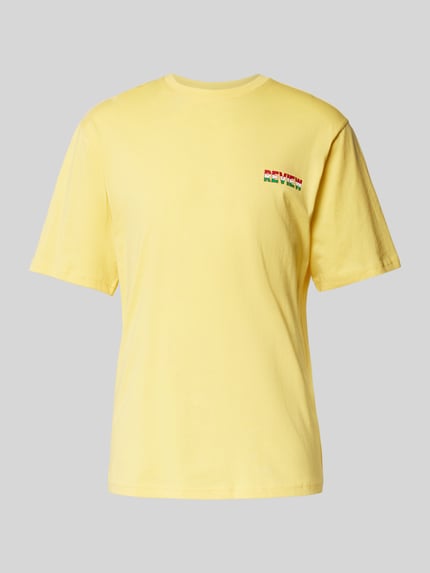 REVIEW T-Shirt mit Label-Print Pastellgelb 2