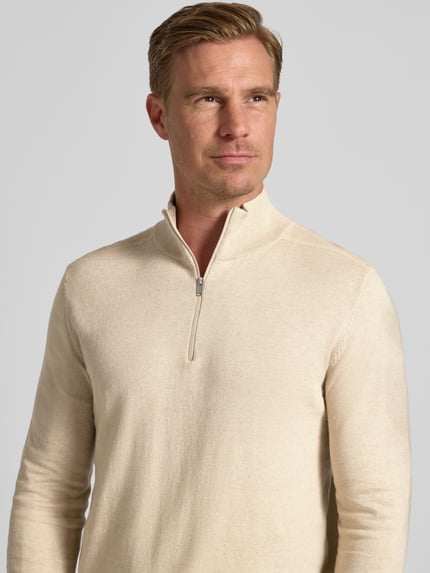 Selected Regular Fit Troyer aus reiner Baumwolle Modell 'BERG' Ecru 3