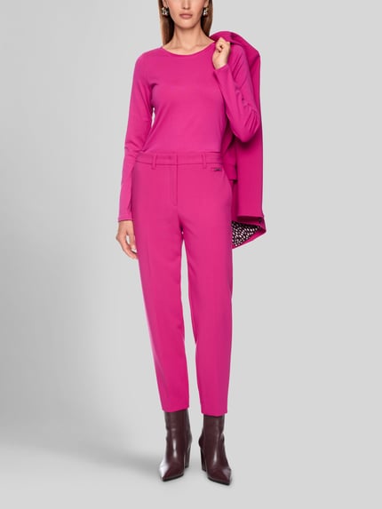 Marc Cain Slim Fit Langarmshirt aus Baumwoll-Mix Pink 1