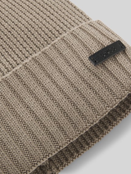 BOSS Mütze aus Wolle mit Logo-Patch Camel 3