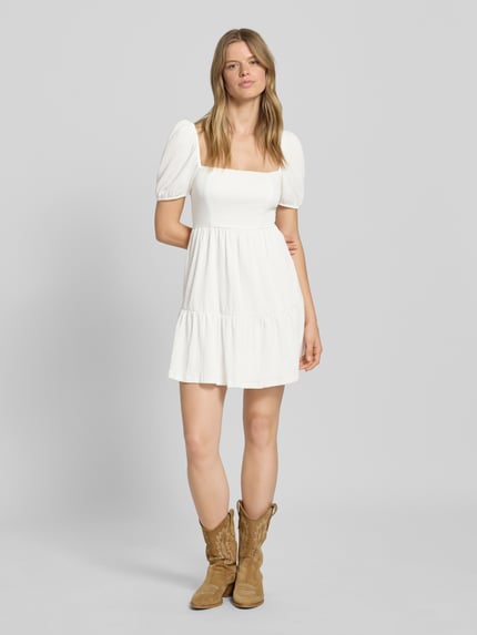 Gina Tricot Mini-jurk in laagjeslook met vierkante hals Ecru - 1