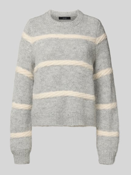 VERO MODA Regular fit gebreide pullover met wol, model 'ZADA' Lichtgrijs - 2