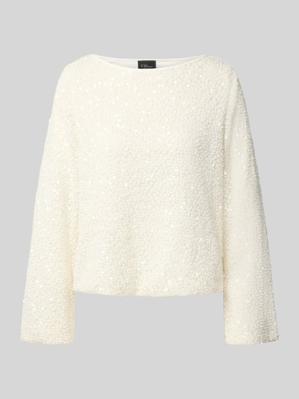 s.Oliver BLACK LABEL Pullover mit Allover-Paillettenstruktur Weiss 2