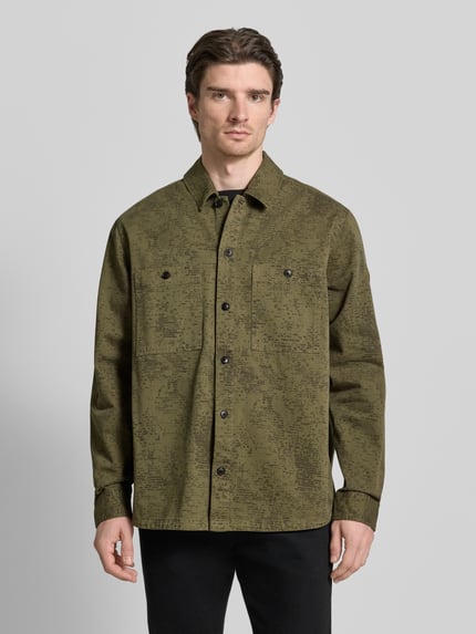 BOSS Orange Kurtka koszulowa o kroju regular fit z czystej bawełny model ‘LOCKY_2’ Khaki 4