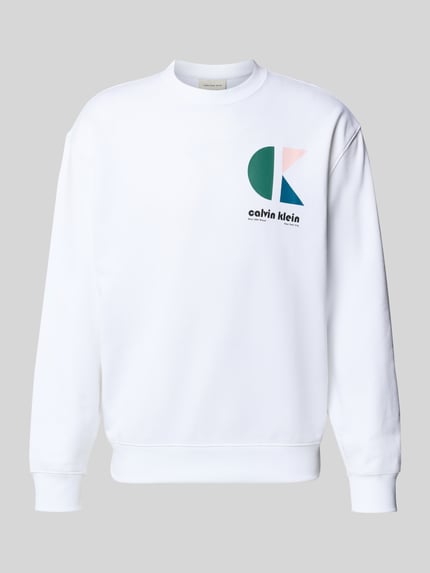 Calvin Klein Jeans Sweatshirt mit Label-Print Weiss 2
