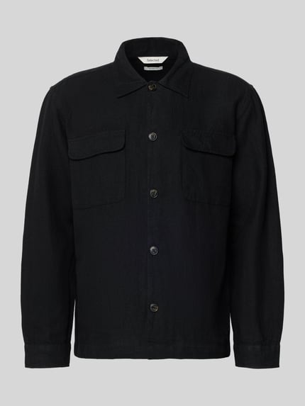 Produktfoto, Relaxed Fit Hemdjacke aus Leinen-Baumwoll-Mix Modell 'LEROY' von SELECTED HOMME, efekt: jednolity kolor, mieszanka lnu i bawełny, wykładany kołnierz, listwa guzikowa, długi rękaw, mankiet, kieszenie na piersi