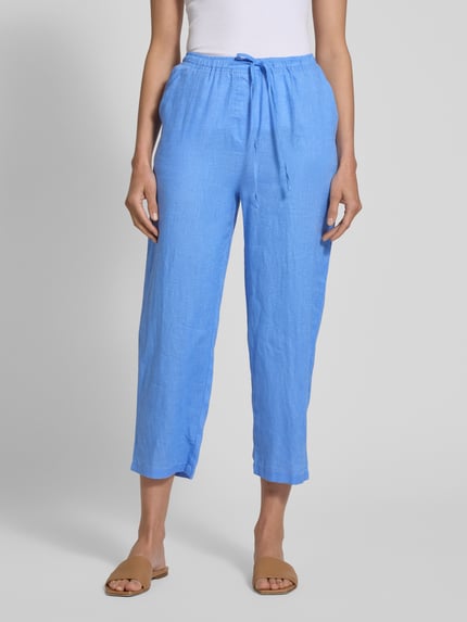 MANGO Leinenhose mit elastischem Bund Rauchblau 4