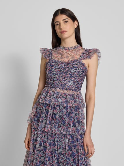 Lipsy Top bluzkowy o kroju slim fit z marszczonymi detalami Błękitny 4
