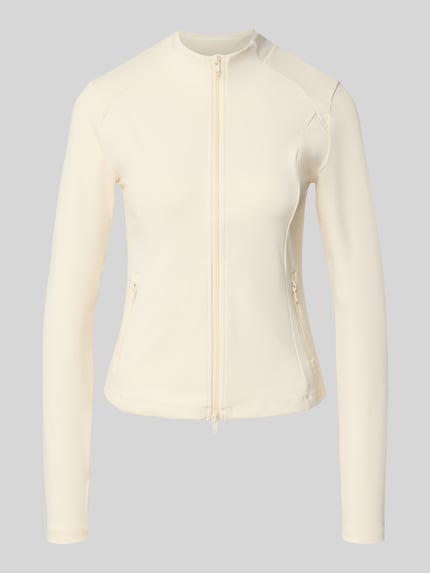 Produktfoto, cremefarbene Jacke mit Zweiwege-Reißverschluss Modell 'Sense' von aim'n, Slim Fit, Stehkragen, glatte Textur
