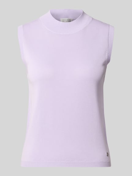Productfoto, Stricktop aus Lyocell-Mix mit Rundhalsausschnitt Modell 'Remi' van GUIDO MARIA KRETSCHMER WOMAN, lila, slim fit, label-detail, gladde textuur, lengte 50 cm bij maat 36.