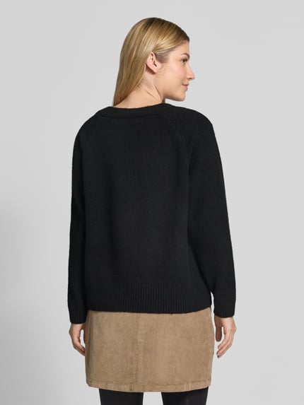 VERO MODA Oversized Strickjacke mit Woll-Anteil Modell 'BOOM' Black 5