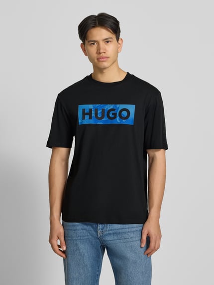 HUGO Blue regular fit T-shirt van puur katoen model 'NALIEN' Zwart - 4
