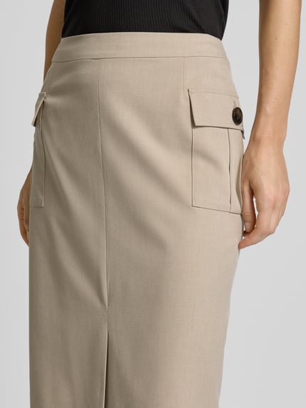 Christian Berg Woman Selection Knie-lange kokerrok met cargozakken Taupe - 3