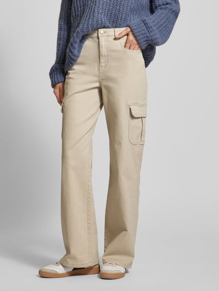 VERO MODA Extra Long Wide Fit Cargohose mit hoher Taille Modell 'TESSA' Beige 4