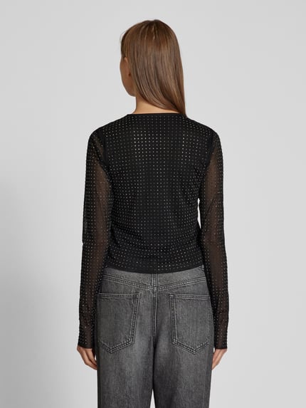 Jake*s Casual Shirt met lange mouwen en siersteentjes Zwart - 5