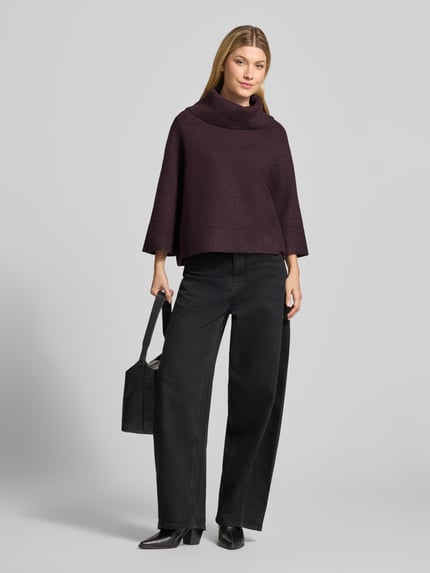 COMMA Relaxed Fit Strickpullover aus elastischem Woll-Mix Bordeaux 1