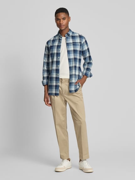 Barbour Tailored Fit Freizeithemd aus reiner Baumwolle Marine 1
