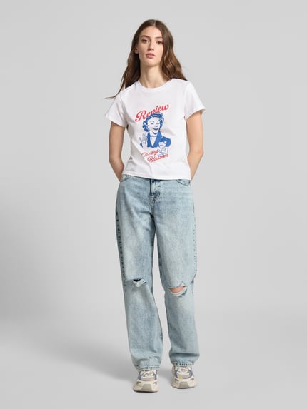 REVIEW Straight leg jeans in destroyed-look Bleu - 1