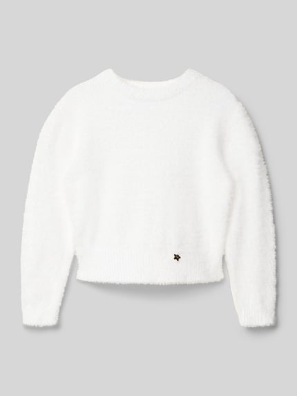 Mayoral Strickpullover mit Label-Applikation Ecru 1