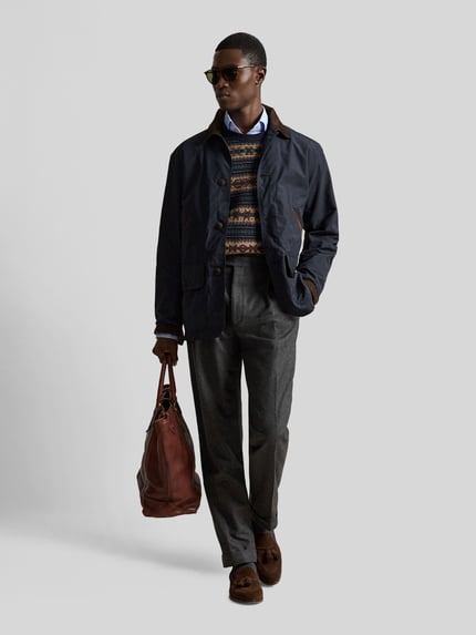 Polo Ralph Lauren kurtka pikowana z mieszanka bawełny, krój regular fit Granatowy 1