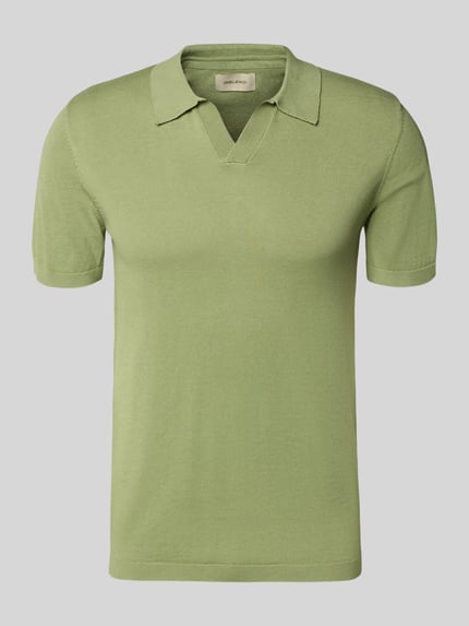 Produktfoto, Regular Fit Poloshirt in Strick-Optik Modell 'Bray' von Blend, grün, Reine Baumwolle, Kurzärmelig, Rückenlänge bei Größe M 68 cm