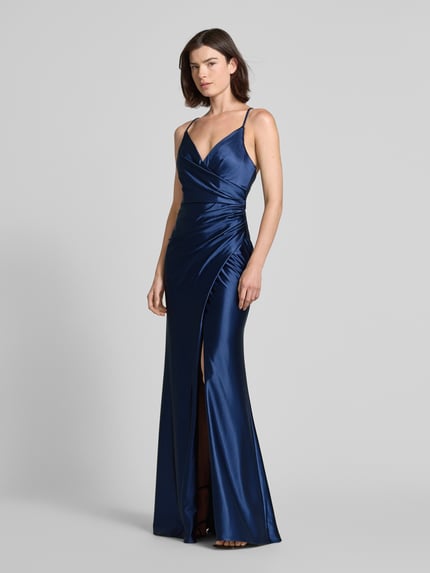 LUXUAR FASHION Avondjurk met plooien opzij Donkerblauw - 1