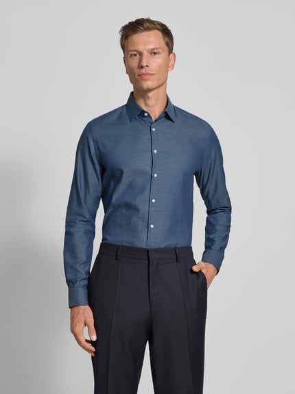 Jake*s Slim fit zakelijk overhemd met kentkraag Bleu - 4