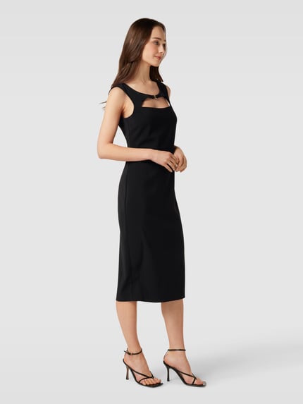 Patrizia Pepe Midikleid mit Schlüsselloch-Ausschnitt Black 4