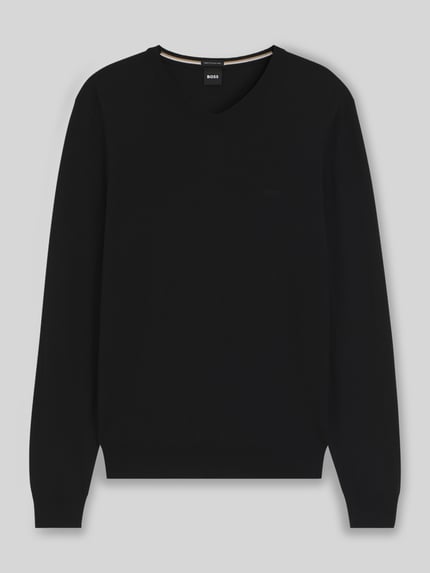 BOSS Regular Fit Strickpullover aus reiner Schurwolle Modell 'BARAM-L' Black 2