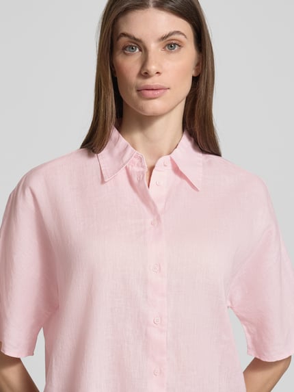MANGO Boxy Fit Bluse aus Leinen-Baumwoll-Mix mit 1/2-Arm Modell 'PAI' Hellrosa 3