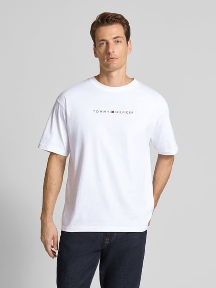 Tommy Hilfiger T-shirt o kroju relaxed fit z czystej bawełny Biały 4