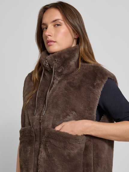 FREE/QUENT Gilet met opstaande kraag, model 'FONY' Taupe - 3