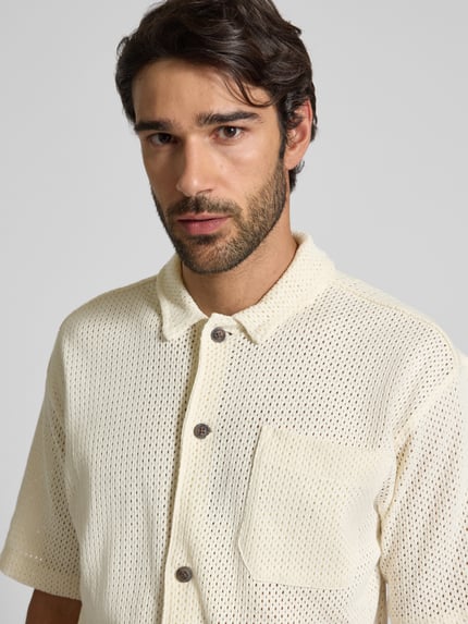 Lindbergh Regular fit vrijetijdsoverhemd met borstzak Ecru - 3